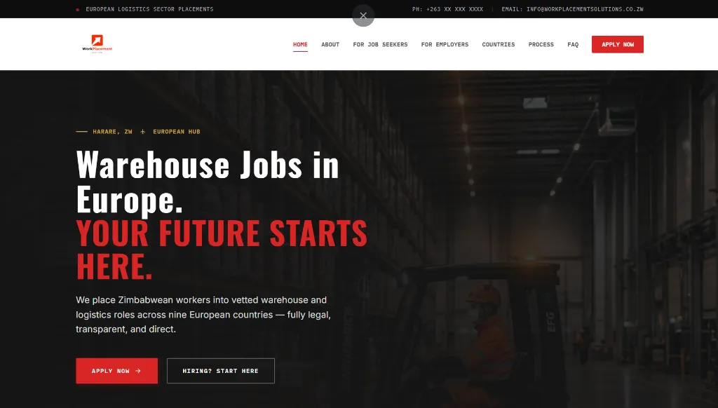 Work Placement Solutions Mockup